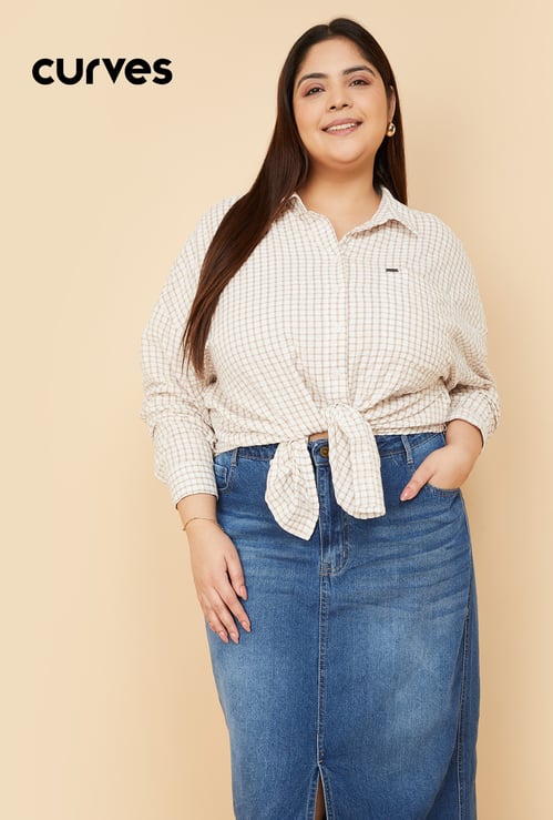 Women Checked Oversized Shirt