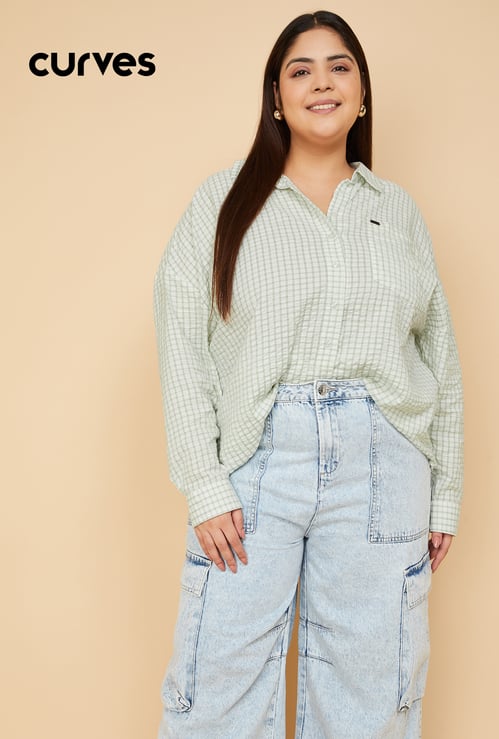 Women Checked Oversized Shirt