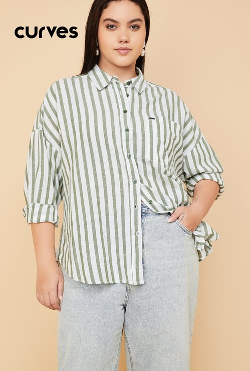 Women Striped Oversized Shirt