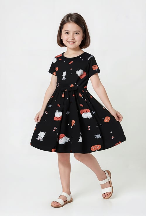 Girls Printed A-line Dress