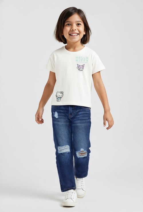 Girls Hello Kitty Print Crop T-shirt