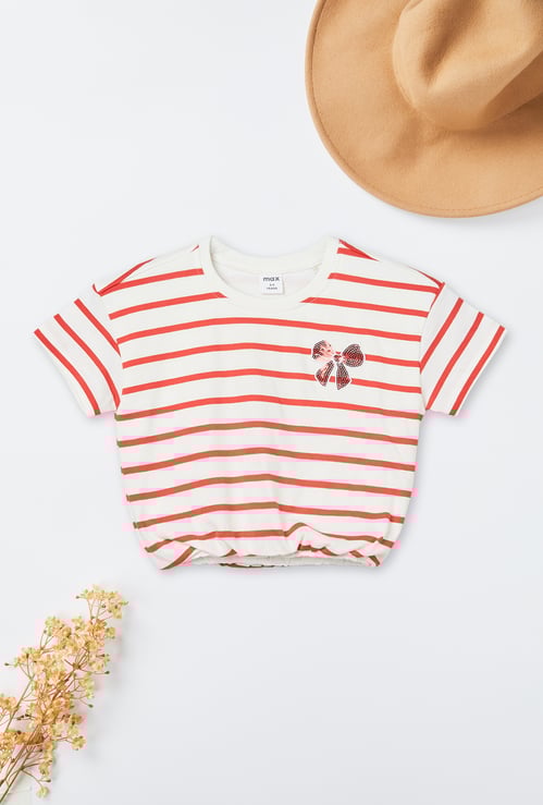 Girls Striped Boxy Fit Crop Top