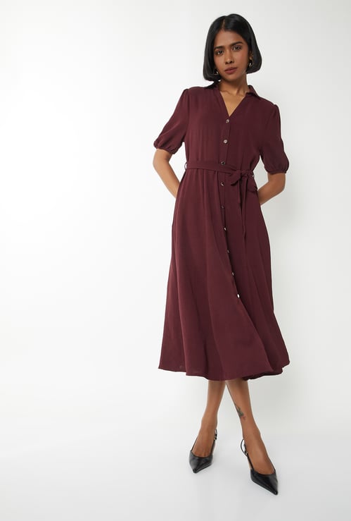Women Solid Midi Dress