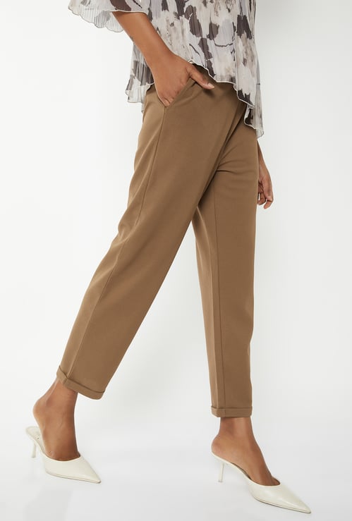 Women Solid Straight Fit Trousers