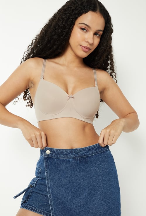 Women Solid Padded Non-Wired T-shirt Bra