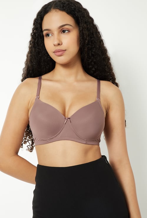 Women Solid Padded Non-Wired T-shirt Bra