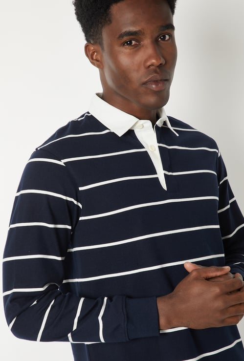 Men Striped Polo T-shirt