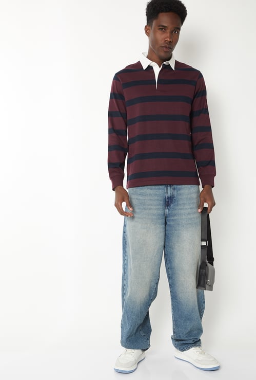 Men Striped Polo T-shirt