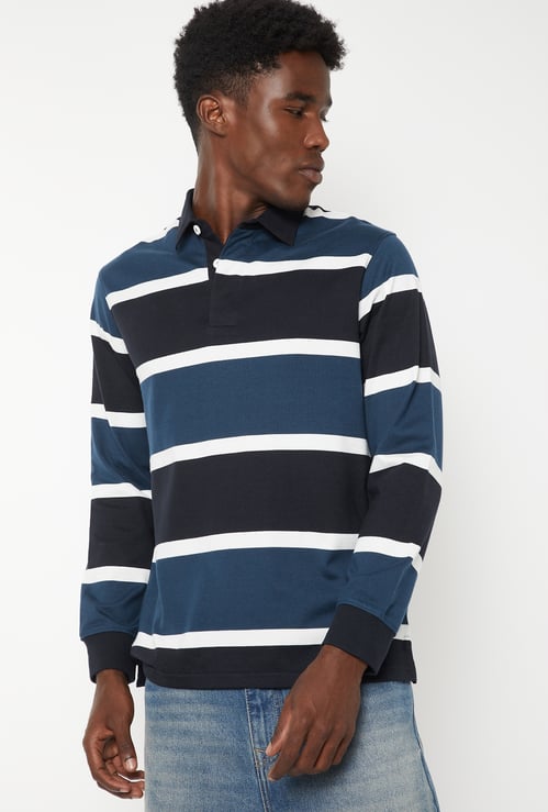 Men Striped Polo T-shirt