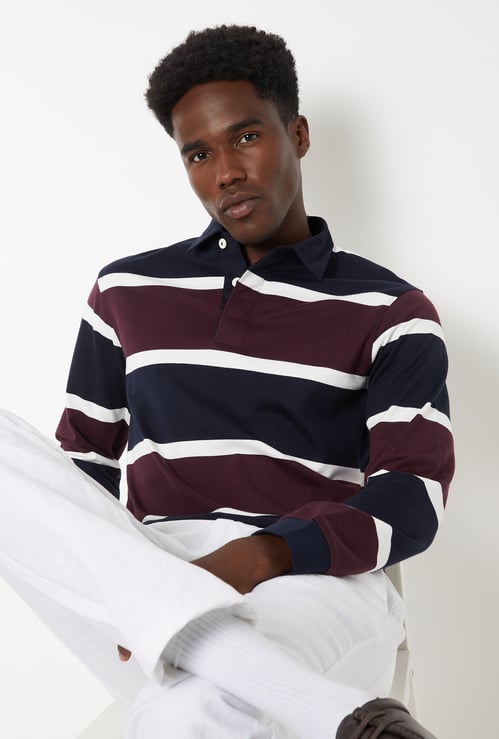 Men Striped Polo T-shirt