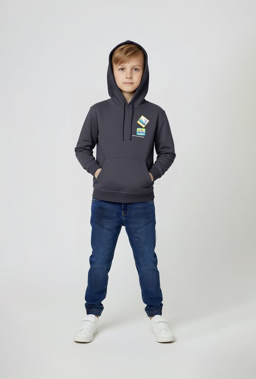 Boys Printed Hooded Oversized Sweatshirt