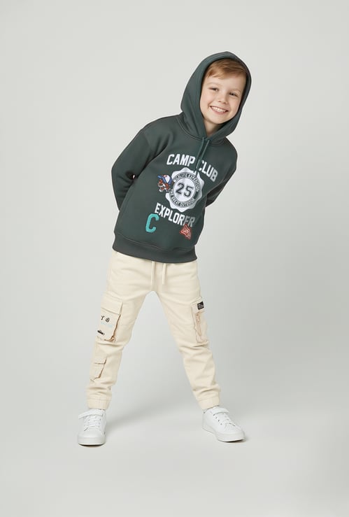 Boys Printed Hooded Oversized Sweatshirt
