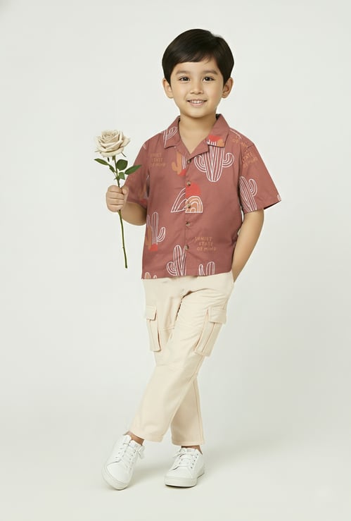 Boys Printed Oversized Shirt