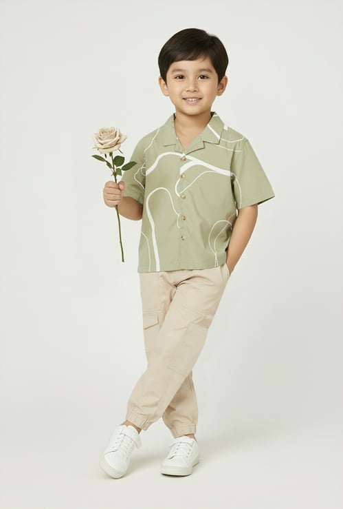 Boys Printed Oversized Shirt