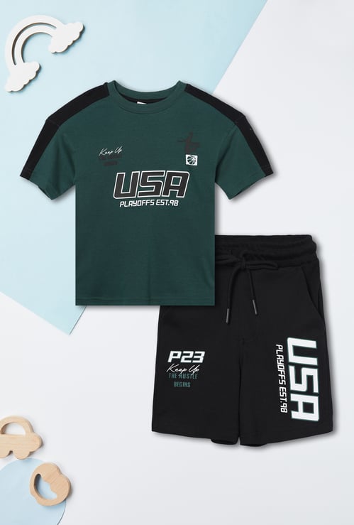 Boys Printed Shorts Set