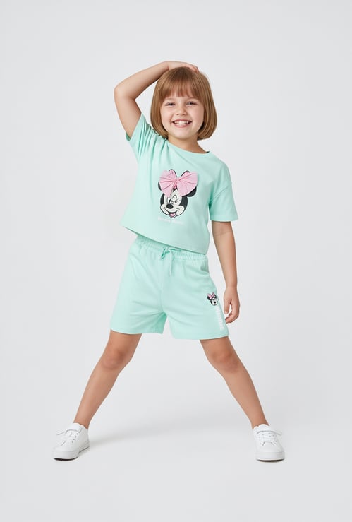 Girls Minnie Applique Shorts Set