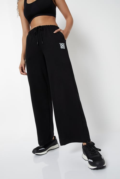 Women Textured Wide Leg Sports Track Pants