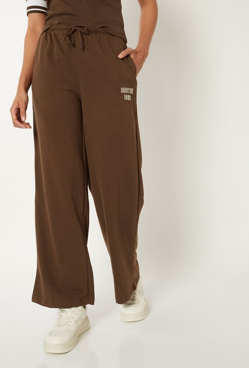 Women Textured Wide Leg Sports Track Pants