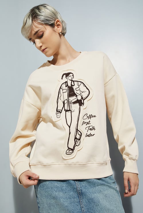 ALAYA F x URB_N Women Printed Oversized Sweatshirt