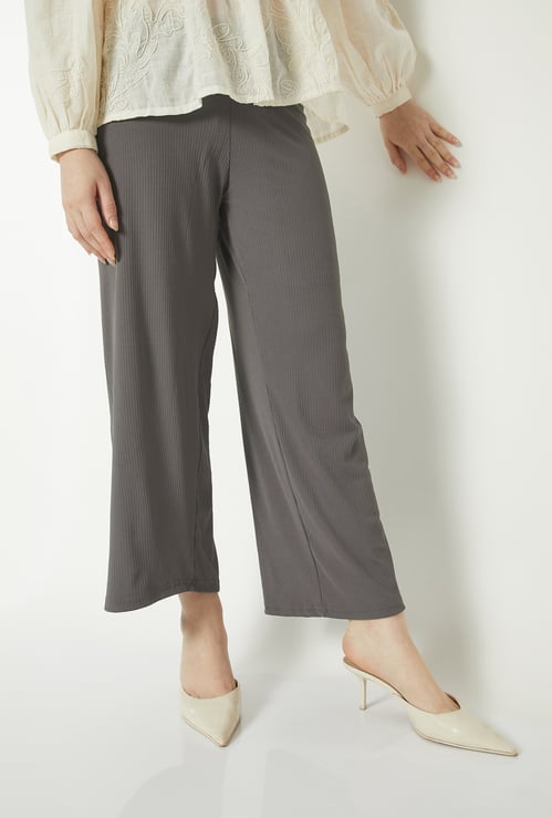 Women Ribbed Wide Leg Trousers
