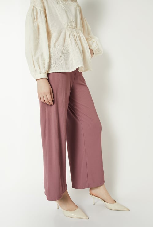 Women Ribbed Wide Leg Trousers