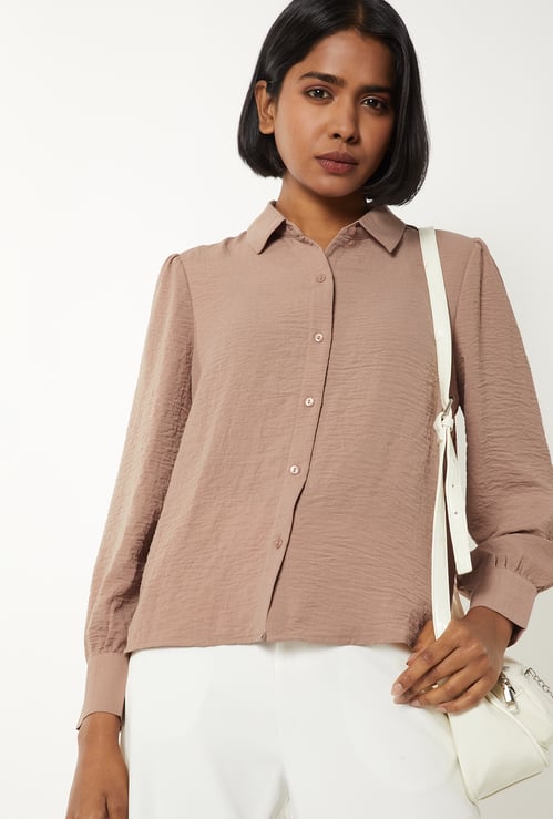 Women Textured Shirt Style Top