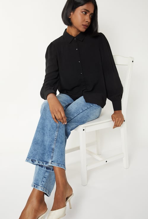 Women Textured Shirt Style Top