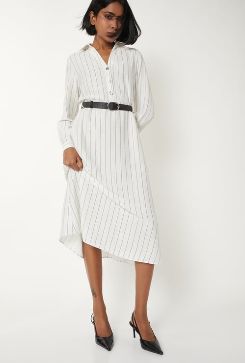 Women Striped Belted Dress