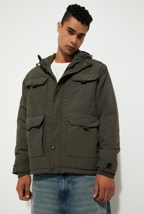URB_N Men Solid Utility Jacket