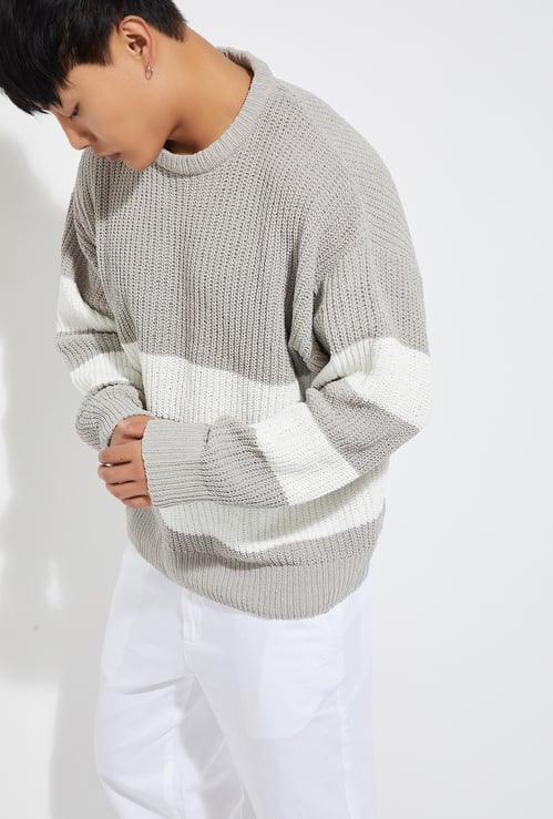 URB_N Men Knit Striped Sweater