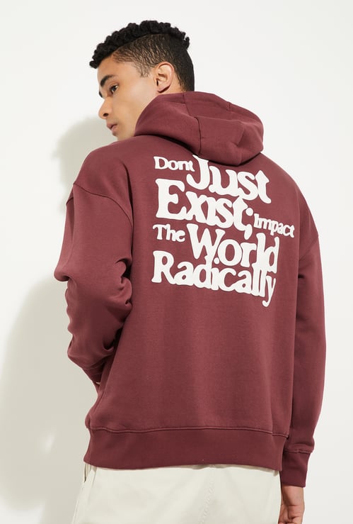 URB_N Men Oversized Back Print Hooded Sweatshirt