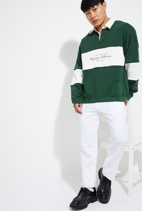 URB_N Men Colourblock Oversized Sweatshirt