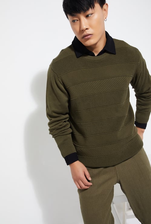 URB_N Men Textured Knit Sweater