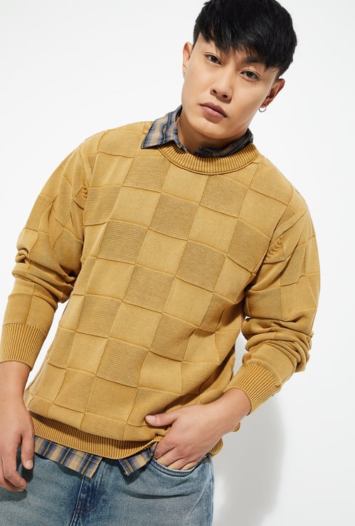URB_N Men Checked Oversized Sweater
