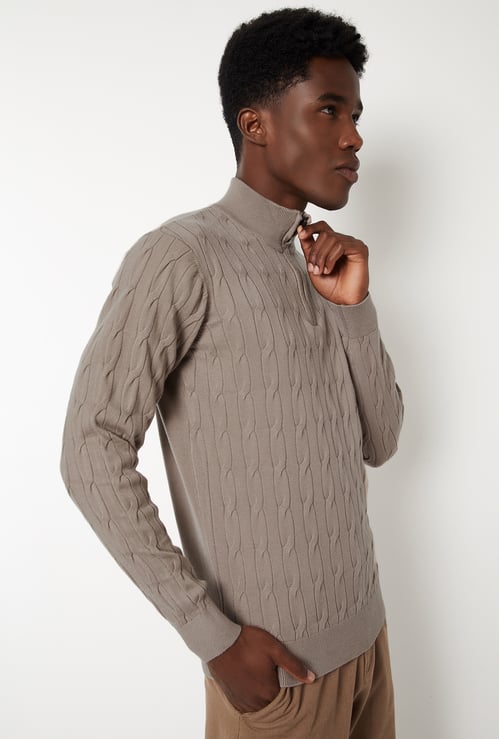 Men Knit Textured Sweater