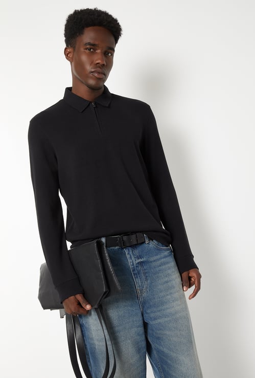 Men Textured Polo T-shirt