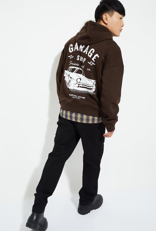 URB_N Men Oversized Back Print Hooded Sweatshirt