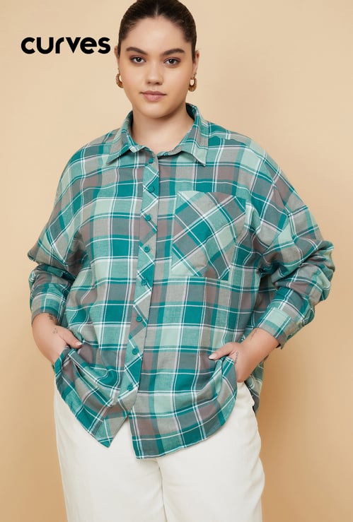 Women Checked Oversized Shirt