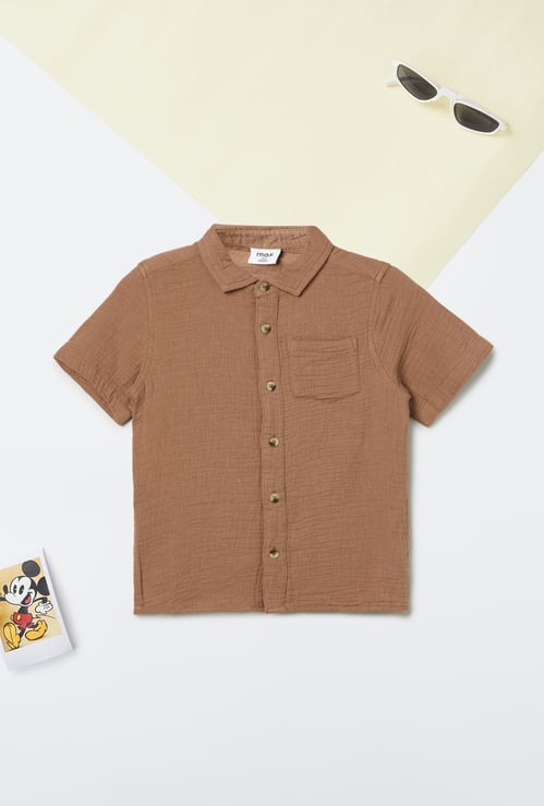 Boys Textured Oversized Shirt