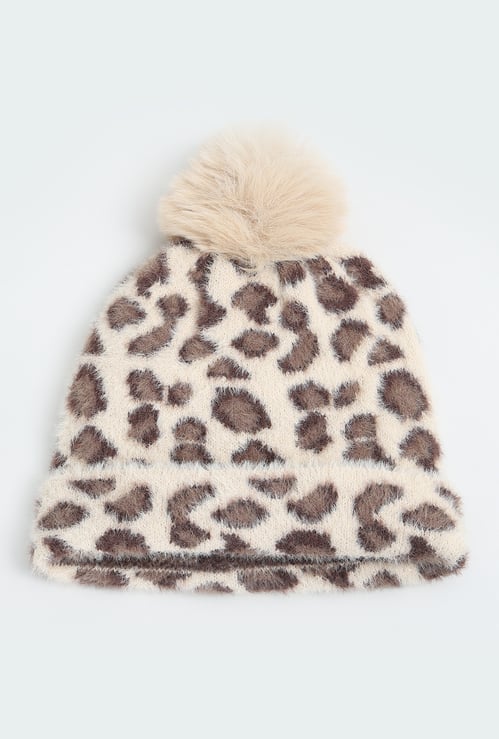 Girls Knit Animal Pattern Beanie