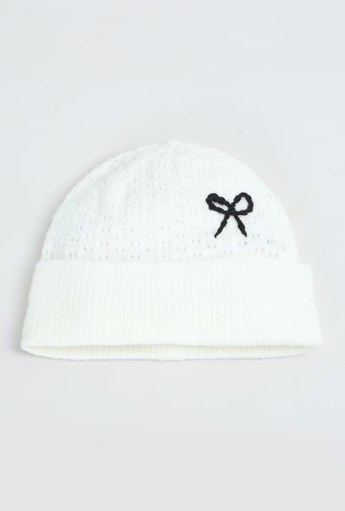 Girls Knit Applique Beanie