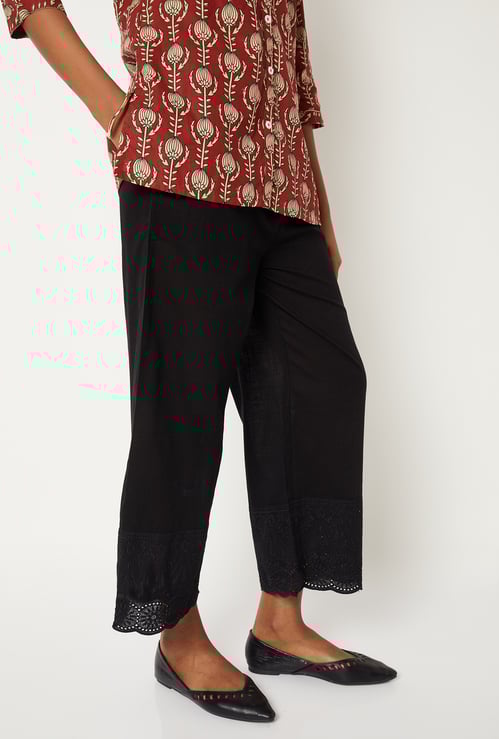 Women Embroidered Hem Palazzos