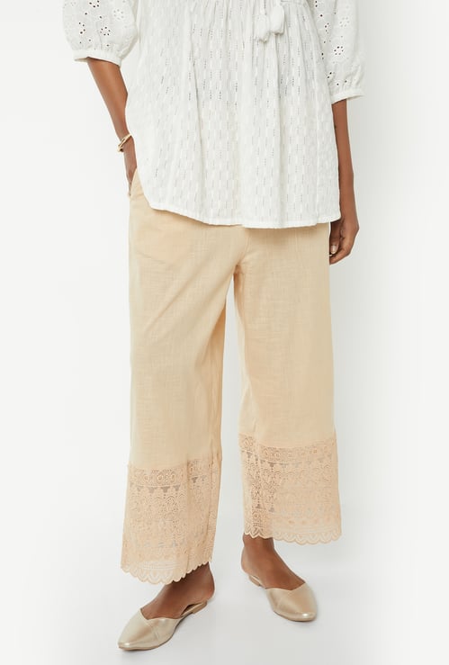 Women Embroidered Hem Palazzos