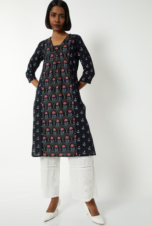Women Floral Print Straight Kurta