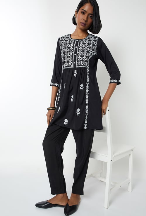 Women Embroidered A-line Kurta Set