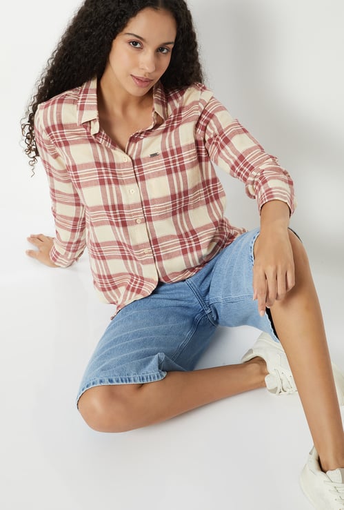 Women Checked Oversized Shirt