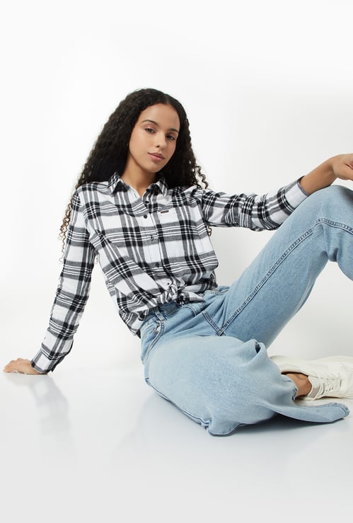 Women Checked Oversized Shirt