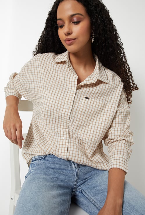 Women Checked Oversized Shirt