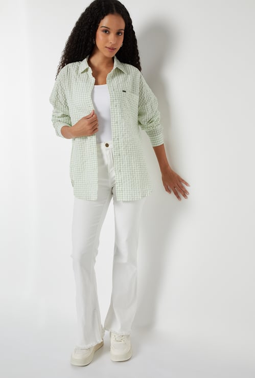 Women Checked Oversized Shirt