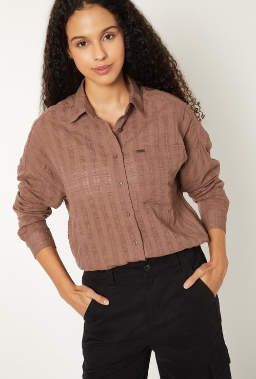 Women Textured Oversized Shirt